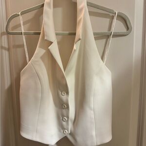 Alice + Olivia White Halter Top Size 4